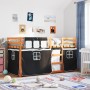 Bunk bed with black and white pine solid wood curtains 90x200 cm by , Beds and slatted bases - Ref: Foro24-3283946, Price: 18...