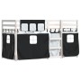 Bunk bed with black and white pine solid wood curtains 90x200 cm by , Beds and slatted bases - Ref: Foro24-3283895, Price: 24...