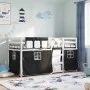 Bunk bed with black and white pine solid wood curtains 90x200 cm by , Beds and slatted bases - Ref: Foro24-3283895, Price: 26...