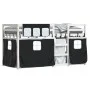 Litera con cortinas madera maciza pino blanco y negro 90x200 cm de , Camas y somieres - Ref: Foro24-3283895, Precio: 238,10 €...