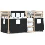 Bunk bed with curtains solid black and white pine wood 75x190 cm by , Beds and slatted bases - Ref: Foro24-3283910, Price: 14...