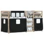 Bunk bed with curtains solid black and white pine wood 75x190 cm by , Beds and slatted bases - Ref: Foro24-3283910, Price: 14...