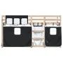 Bunk bed with curtains solid black and white pine wood 75x190 cm by , Beds and slatted bases - Ref: Foro24-3283910, Price: 14...