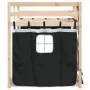 Bunk bed with curtains solid black and white pine wood 75x190 cm by , Beds and slatted bases - Ref: Foro24-3283910, Price: 14...