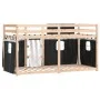 Bunk bed with curtains solid black and white pine wood 75x190 cm by , Beds and slatted bases - Ref: Foro24-3283910, Price: 14...