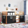 Bunk bed with curtains solid black and white pine wood 75x190 cm by , Beds and slatted bases - Ref: Foro24-3283925, Price: 18...