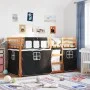 Bunk bed with curtains solid black and white pine wood 75x190 cm by , Beds and slatted bases - Ref: Foro24-3283925, Price: 18...