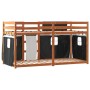 Bunk bed with curtains solid black and white pine wood 75x190 cm by , Beds and slatted bases - Ref: Foro24-3283925, Price: 18...