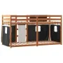Bunk bed with curtains solid black and white pine wood 75x190 cm by , Beds and slatted bases - Ref: Foro24-3283925, Price: 18...