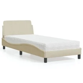 Bed with cream fabric mattress 80x200 cm by , Beds and slatted bases - Ref: Foro24-3208289, Price: 260,40 €, Discount: %