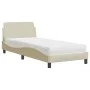 Bed with cream fabric mattress 80x200 cm by , Beds and slatted bases - Ref: Foro24-3208289, Price: 260,40 €, Discount: %