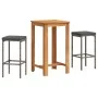 Garden table and stools 3 pieces acacia wood PE rattan gray by , Garden sets - Ref: Foro24-3295268, Price: 175,87 €, Discount: %