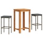 Mesa y taburetes de jardín 3 pzas madera acacia ratán PE gris de , Conjuntos de jardín - Ref: Foro24-3295268, Precio: 178,57 ...