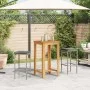 Garden table and stools 3 pieces acacia wood PE rattan gray by , Garden sets - Ref: Foro24-3295268, Price: 175,87 €, Discount: %