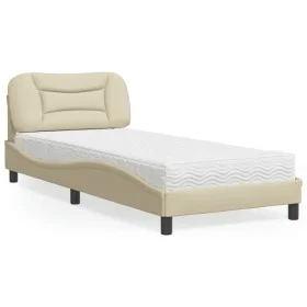 Bed with cream fabric mattress 80x200 cm by , Beds and slatted bases - Ref: Foro24-3208497, Price: 291,27 €, Discount: %