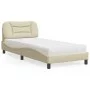 Bed with cream fabric mattress 80x200 cm by , Beds and slatted bases - Ref: Foro24-3208497, Price: 291,27 €, Discount: %