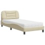 Bed with cream fabric mattress 80x200 cm by , Beds and slatted bases - Ref: Foro24-3208497, Price: 260,27 €, Discount: %
