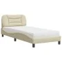 Bed with cream fabric mattress 80x200 cm by , Beds and slatted bases - Ref: Foro24-3208497, Price: 291,27 €, Discount: %