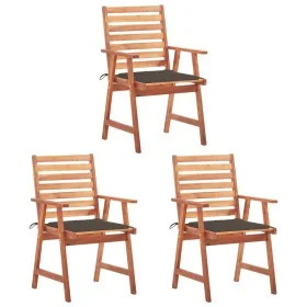 Garten-Esszimmerstühle 3 Einheiten aus massivem Akazienholz und Kissen von , Gartenstühle - Ref: Foro24-3064355, Preis: 214,5...
