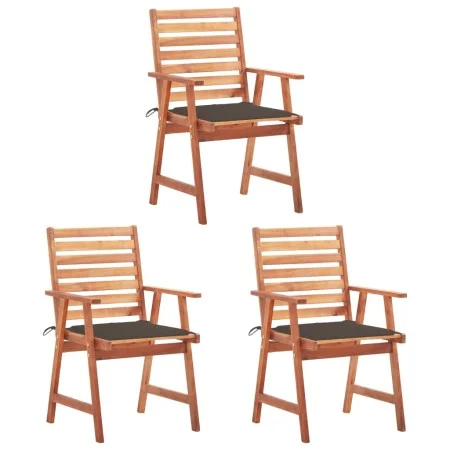 Sillas comedor de jardín 3 uds madera maciza acacia y cojines de , Sillas de jardín - Ref: Foro24-3064355, Precio: 214,55 €, ...