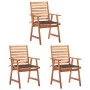 Sillas comedor de jardín 3 uds madera maciza acacia y cojines de , Sillas de jardín - Ref: Foro24-3064355, Precio: 214,55 €, ...