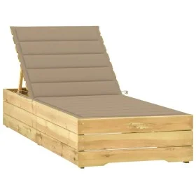 Lounger with beige impregnated pine wood cushion by , Loungers - Ref: Foro24-3065912, Price: 159,76 €, Discount: %