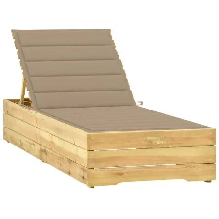Lounger with beige impregnated pine wood cushion by , Loungers - Ref: Foro24-3065912, Price: 159,76 €, Discount: %