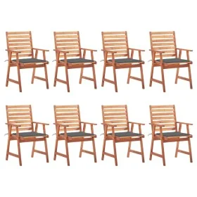 Garden dining chairs and cushions 8 units solid acacia wood by , Garden chairs - Ref: Foro24-3078374, Price: 554,68 €, Discou...