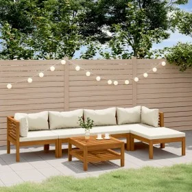 Gartenmöbel 6 Stück cremefarbene Kissen aus massivem Akazienholz von , Gartensets - Ref: Foro24-3086929, Preis: 700,36 €, Rab...
