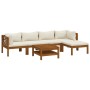 Gartenmöbel 6 Stück cremefarbene Kissen aus massivem Akazienholz von , Gartensets - Ref: Foro24-3086929, Preis: 685,85 €, Rab...