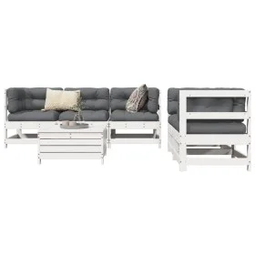 Gartensitzgruppe 6-teilig Massivholz Kiefer Weiß von , Gartensets - Ref: Foro24-3250805, Preis: 389,66 €, Rabatt: %