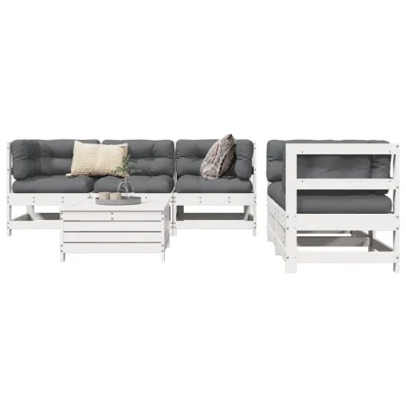 Juego de sofás de jardín 6 piezas madera maciza pino blanco by , Garden sets - Ref: Foro24-3250805, Price: 389,66 €, Discount: %