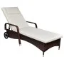 Brown synthetic rattan sun lounger with wheels by , Loungers - Ref: Foro24-42483, Price: 144,72 €, Discount: %