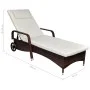 Brown synthetic rattan sun lounger with wheels by , Loungers - Ref: Foro24-42483, Price: 144,72 €, Discount: %