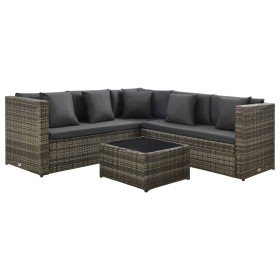 Set de sofás de jardín 4 piezas y cojines ratán sintético gris de , Conjuntos de jardín - Ref: Foro24-313138, Precio: 509,83 ...