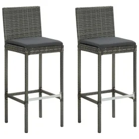 Küchenhocker mit 2 Stück grauen Kunststoff-Rattankissen von , Gartenstühle - Ref: Foro24-316669, Preis: 208,06 €, Rabatt: %