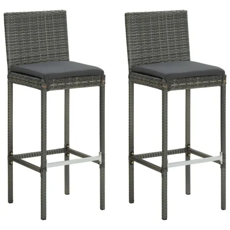 Küchenhocker mit 2 Stück grauen Kunststoff-Rattankissen von , Gartenstühle - Ref: Foro24-316669, Preis: 208,06 €, Rabatt: %