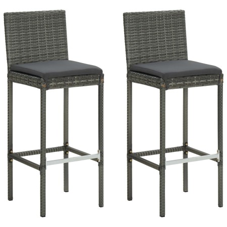 Küchenhocker mit 2 Stück grauen Kunststoff-Rattankissen von , Gartenstühle - Ref: Foro24-316669, Preis: 213,24 €, Rabatt: %