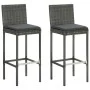 Küchenhocker mit 2 Stück grauen Kunststoff-Rattankissen von , Gartenstühle - Ref: Foro24-316669, Preis: 208,06 €, Rabatt: %