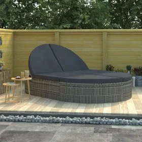 Tumbona para 2 personas con cojines ratán sintético gris by , Loungers - Ref: Foro24-318161, Price: 399,18 €, Discount: %