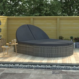 Tumbona para 2 personas con cojines ratán sintético gris by , Loungers - Ref: Foro24-318161, Price: 416,51 €, Discount: %
