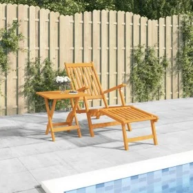 Silla de jardín con reposapiés y mesita madera maciza de acacia by , Loungers - Ref: Foro24-3120439, Price: 141,68 €, Discoun...