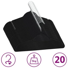 Set of 20 non-slip black velvet clothes hangers by vidaXL, Hangers - Ref: Foro24-289920, Price: 20,36 €, Discount: %