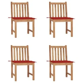 Garden chairs 4 units solid teak wood with cushions by , Garden chairs - Ref: Foro24-3073094, Price: 459,00 €, Discount: %