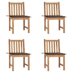 Sillas de jardín 4 unidades madera maciza de teca con cojines de , Sillas de jardín - Ref: Foro24-3073096, Precio: 452,25 €, ...