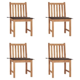 Sillas de jardín 4 unidades madera maciza de teca con cojines de , Sillas de jardín - Ref: Foro24-3073096, Precio: 465,60 €, ...