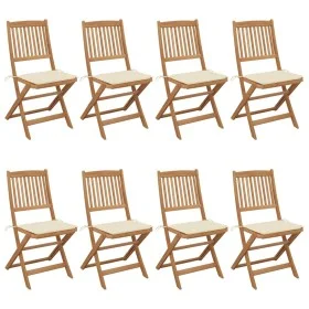 Folding garden chairs 8 pcs solid acacia wood and cushions by , Garden chairs - Ref: Foro24-3075023, Price: 395,23 €, Discoun...