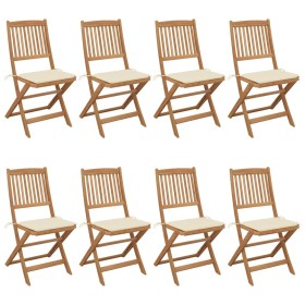Sillas de jardín plegables 8 uds madera maciza acacia y cojines de , Sillas de jardín - Ref: Foro24-3075023, Precio: 401,91 €...