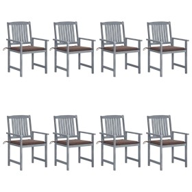 Garden chairs with cushions 8 pcs solid gray acacia wood by , Garden chairs - Ref: Foro24-3078230, Price: 560,29 €, Discount: %