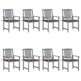 Garden chairs with cushions 8 pcs solid gray acacia wood by , Garden chairs - Ref: Foro24-3078230, Price: 556,56 €, Discount: %